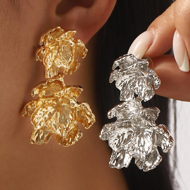 French Palace Style Flower Alloy Earrings