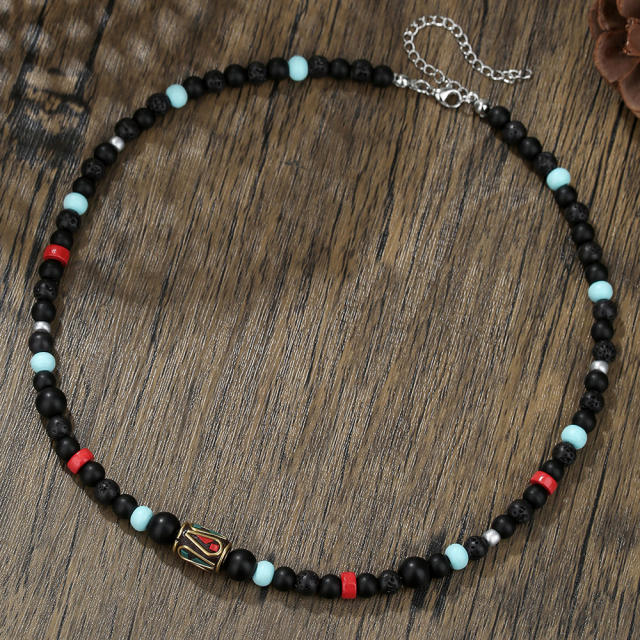 Hip Hop Imperial Stone Beaded Necklace for men