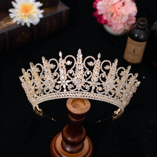 7.5cm zircon bride crown headdress baroque banquet Korean style diamond crown