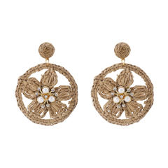 Summer holiday hollow out flower straw earrings