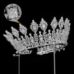 7.8cm New zircon bride crown headdress metal plating Korean-style diamond crown wedding hair accessories