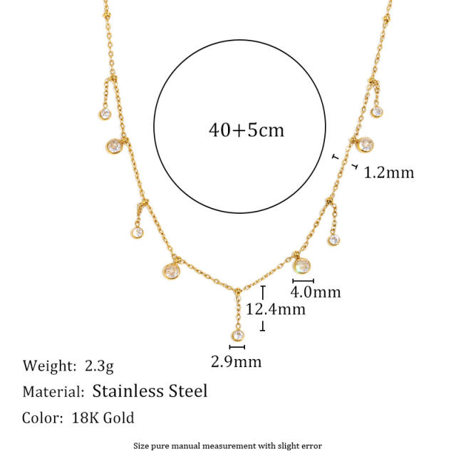 Hot-SellingElegant Stainless Steel Plated 18K Gold Thin Chain Tassel Pendant Necklace Collection
