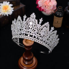 9cm new zircon bride crown headdress metal plating Korean-style diamond crown wedding hair accessories
