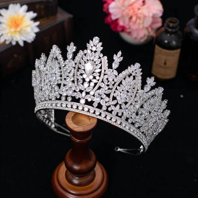 9cm new zircon bride crown headdress metal plating Korean-style diamond crown wedding hair accessories