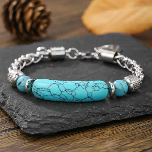 Hot-selling bridge turquoise bracelet vintage stainless steel chain stitching bracelet