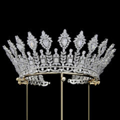 7.8cm New zircon bride crown headdress metal plating Korean-style diamond crown wedding hair accessories