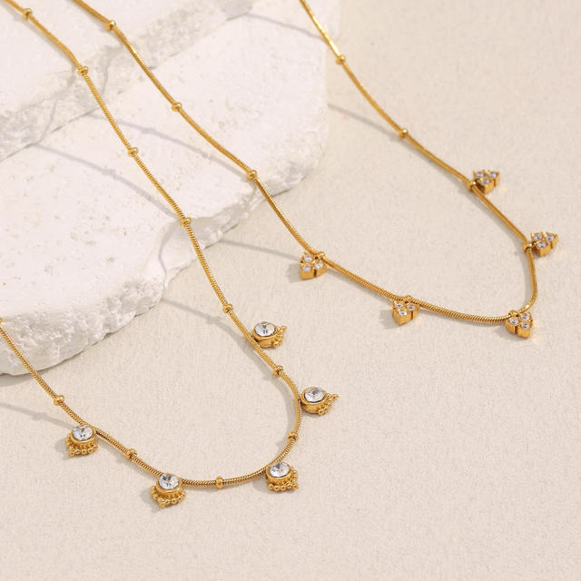 Hot-SellingElegant Stainless Steel Plated 18K Gold Thin Chain Tassel Pendant Necklace Collection