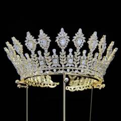 7.8cm New zircon bride crown headdress metal plating Korean-style diamond crown wedding hair accessories