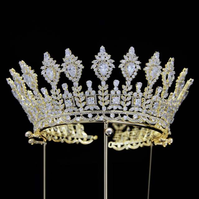 7.8cm New zircon bride crown headdress metal plating Korean-style diamond crown wedding hair accessories