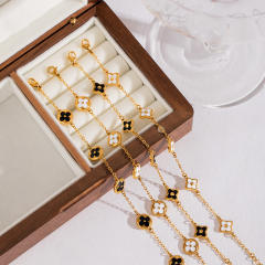 Stainless Steel Bracelet for Women Gold black white clover bracelet