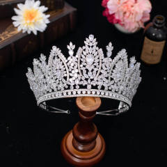 9cm new zircon bride crown headdress metal plating Korean-style diamond crown wedding hair accessories