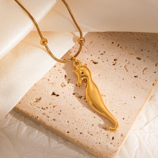 Marine Series Popular 18K Gold-Plated Stainless Steel Starfish Shell pendant Necklace