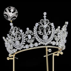8cm new zircon bridal crown headdress metal electroplating Korean style diamond crown wedding hair accessories