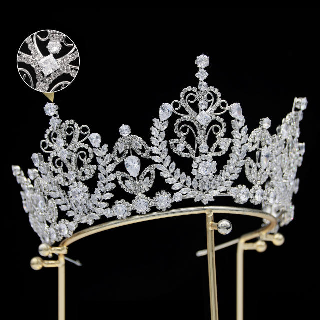 8cm new zircon bridal crown headdress metal electroplating Korean style diamond crown wedding hair accessories