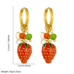 Fashionable Sweet Fresh Three-Dimensional Strawberry stainless steel earrings