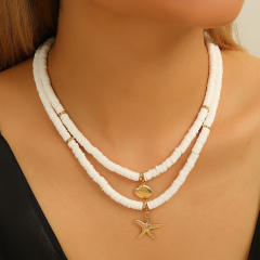 Hot-selling Color String Ocean Wind Starfish Shell Dolphin Necklace clay bead necklace