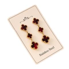 Colorful four leaf clover stainless steel earrings