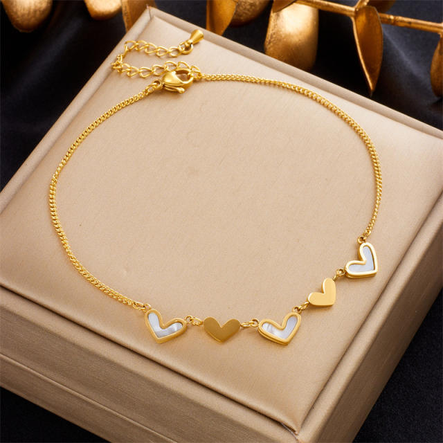 Korean style fashion simple personality all-match love heart stainless steel anklet
