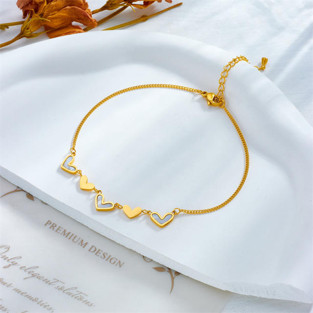 Korean style fashion simple personality all-match love heart stainless steel anklet