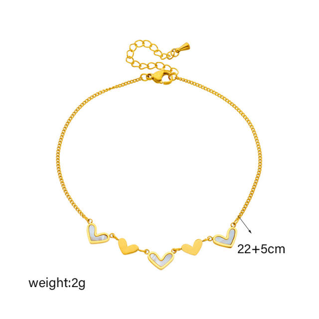 Korean style fashion simple personality all-match love heart stainless steel anklet
