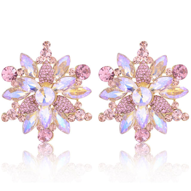 Fashion Alloy colorful crystal Flower Earrings for Women