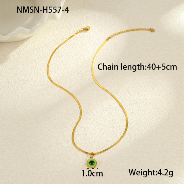 Light Luxury Colorful Zircon Pendant stainless Steel Necklace
