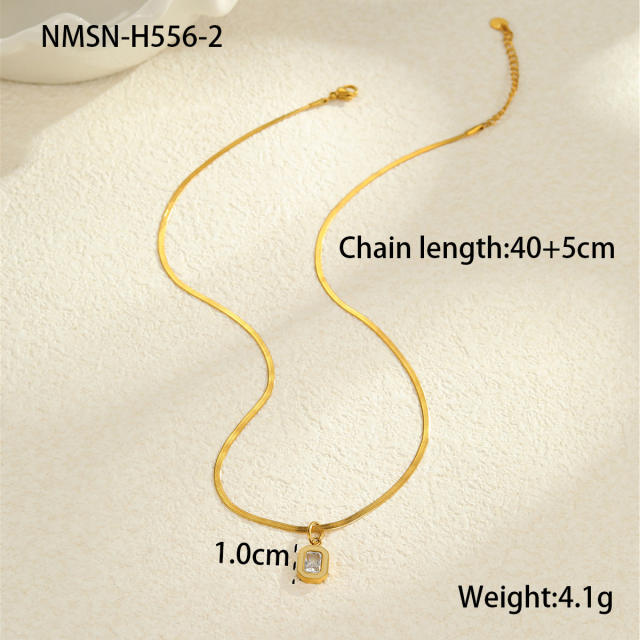 Light Luxury Colorful Zircon Pendant stainless Steel Necklace
