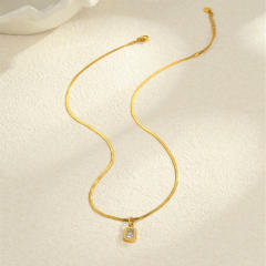 Light Luxury Colorful Zircon Pendant stainless Steel Necklace