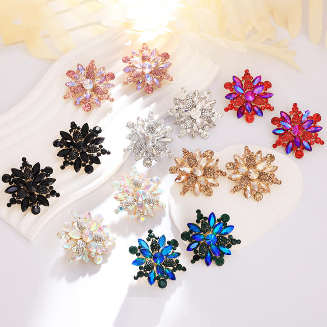 Fashion Alloy colorful crystal Flower Earrings for Women
