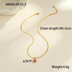 Light Luxury Colorful Zircon Pendant stainless Steel Necklace