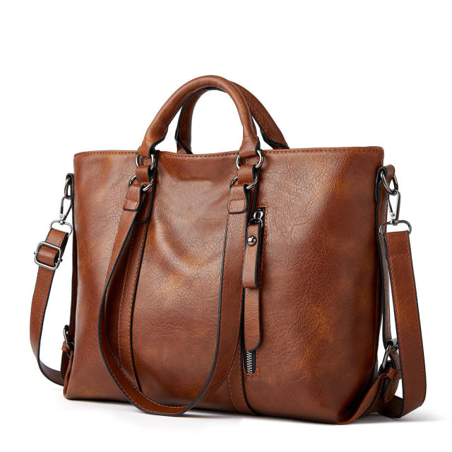 Large Capacity European American Style Oil Wax Leather Tote bag suit