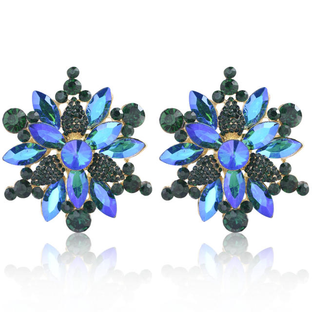 Fashion Alloy colorful crystal Flower Earrings for Women