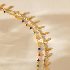 Bohemian copper plated 18K real gold water drop design small fresh anklet