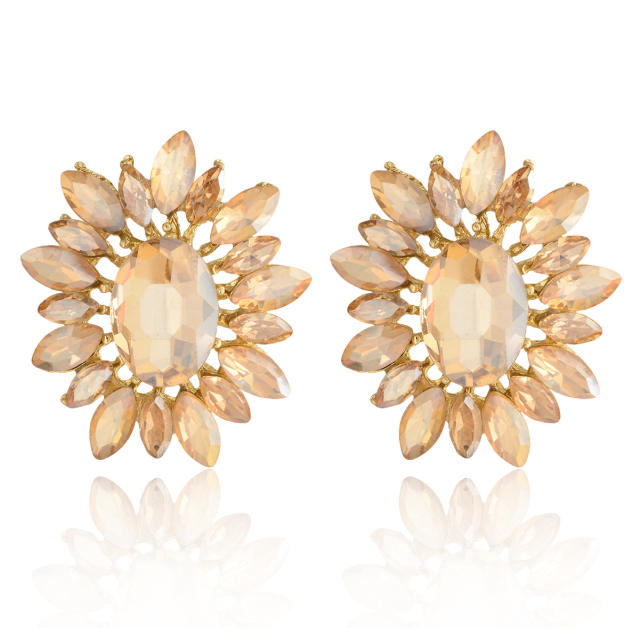 Korean Style Fashionable Flower Earrings Colorful glass crystal statement earrings