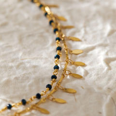 Bohemian copper plated 18K real gold water drop design small fresh anklet
