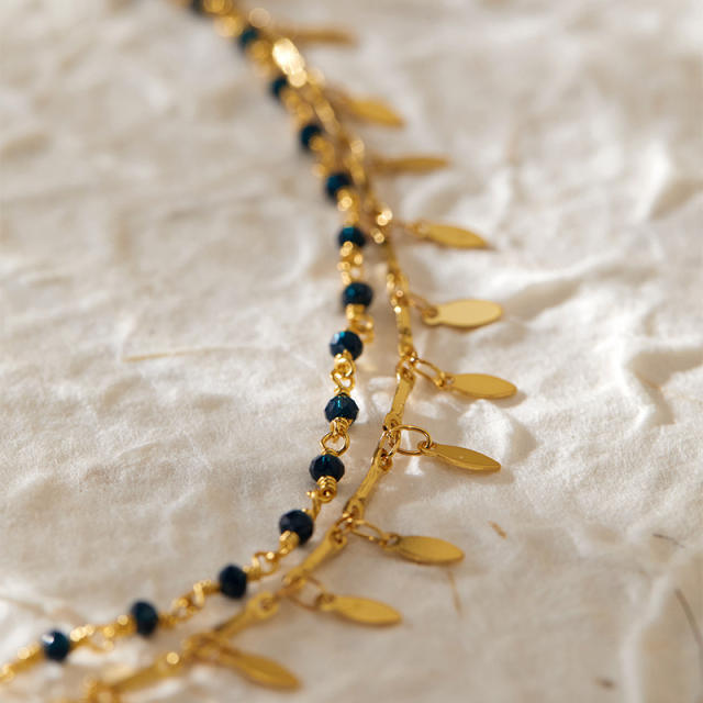 Bohemian copper plated 18K real gold water drop design small fresh anklet