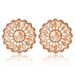 Rhinestone Sunflower Earrings European Exaggerated Design Alloy Earrings