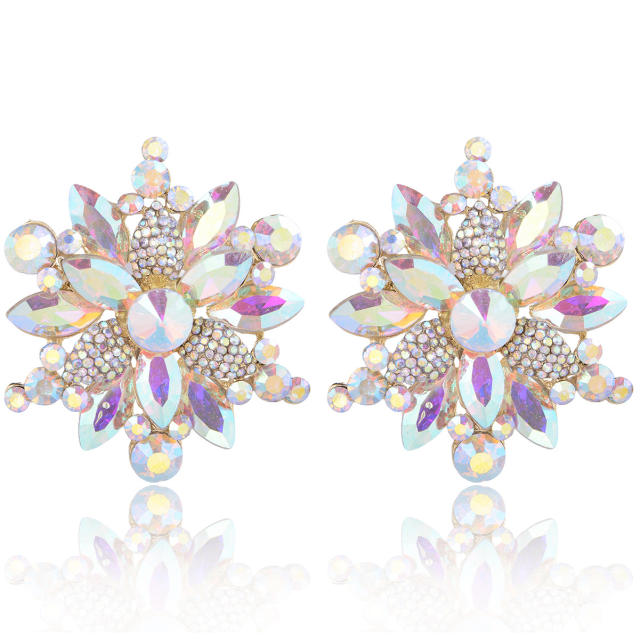 Fashion Alloy colorful crystal Flower Earrings for Women