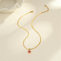 Light Luxury Colorful Zircon Pendant stainless Steel Necklace