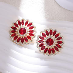 Rhinestone Sunflower Earrings European Exaggerated Design Alloy Earrings