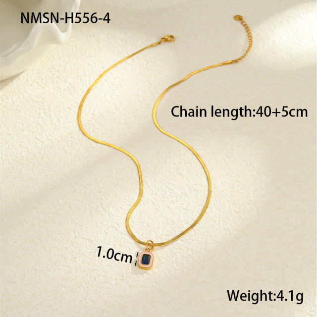 Light Luxury Colorful Zircon Pendant stainless Steel Necklace