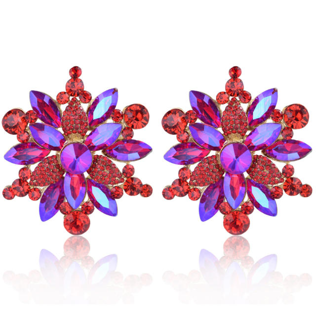 Fashion Alloy colorful crystal Flower Earrings for Women