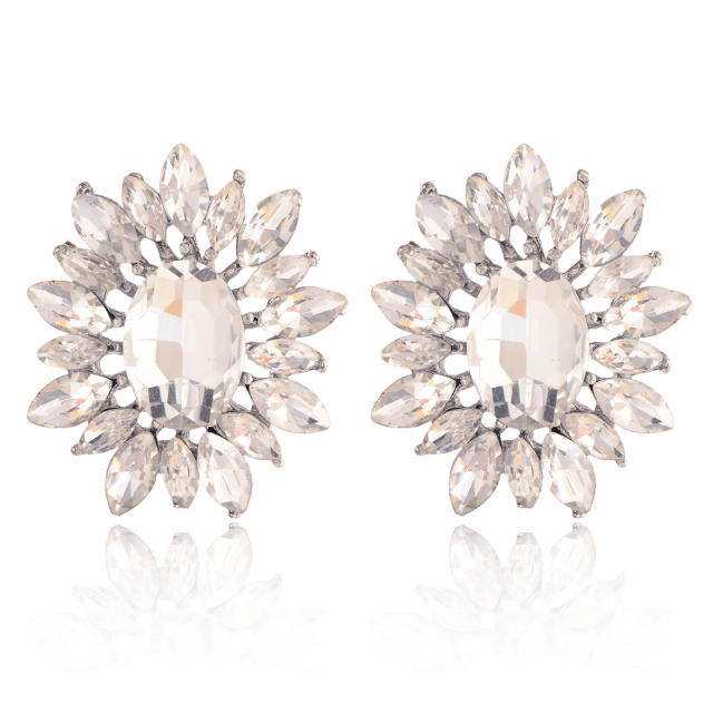Korean Style Fashionable Flower Earrings Colorful glass crystal statement earrings