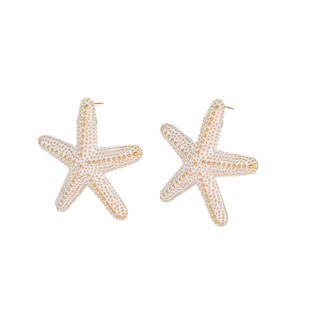 Ocean Style Vacation Exaggerated Colorful Starfish Stainless Steel Necklace thick rope choker necklace