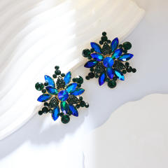 Fashion Alloy colorful crystal Flower Earrings for Women