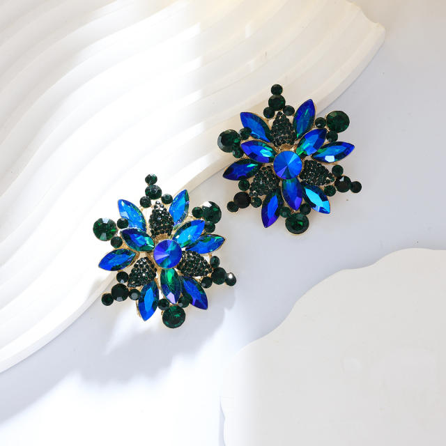 Fashion Alloy colorful crystal Flower Earrings for Women