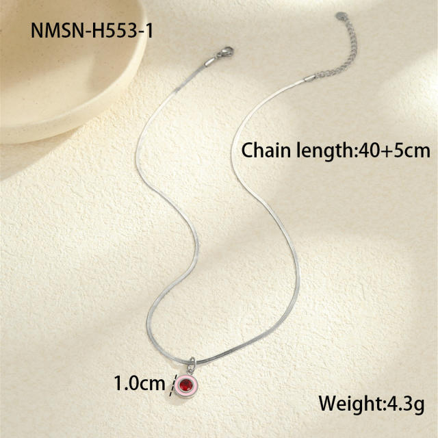 Minimalist Style Summer Stainless Steel Necklace Inlaid with Colorful Zircon