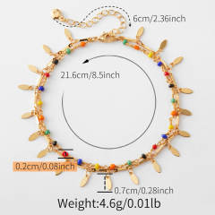 Bohemian copper plated 18K real gold water drop design small fresh anklet