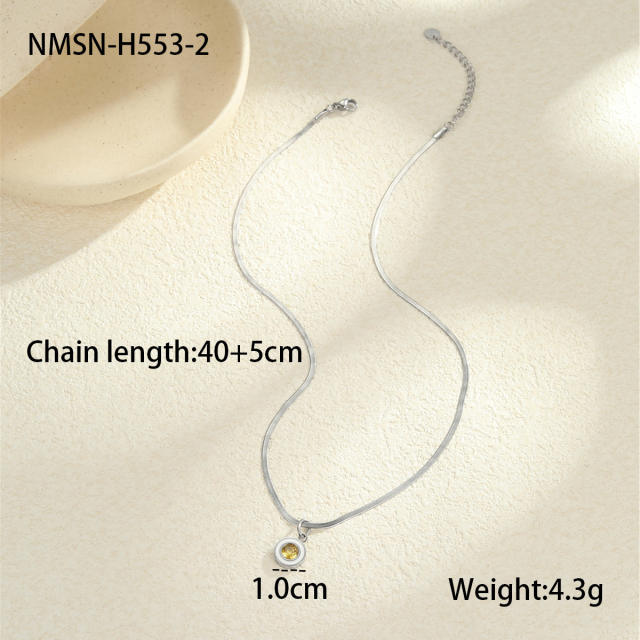 Minimalist Style Summer Stainless Steel Necklace Inlaid with Colorful Zircon