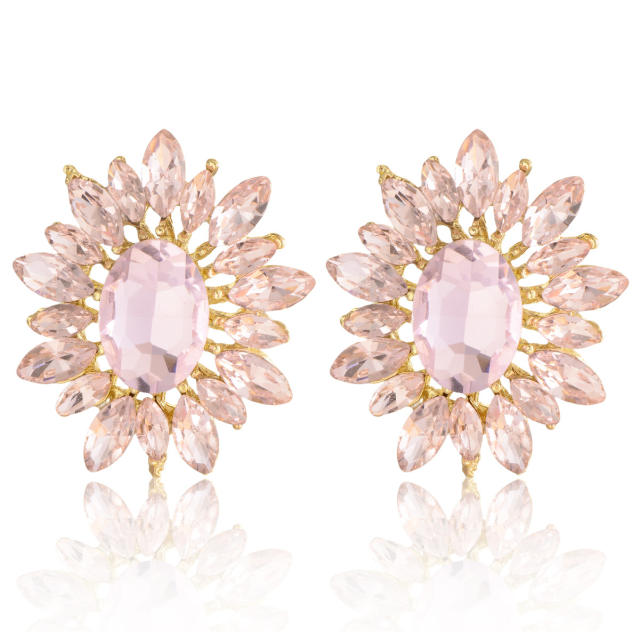 Korean Style Fashionable Flower Earrings Colorful glass crystal statement earrings